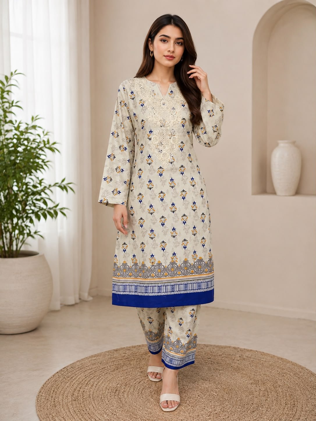 2 Piece - Embroidered Suit - 08
