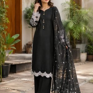 3 Piece - Embroidered Cotton Suit - 01