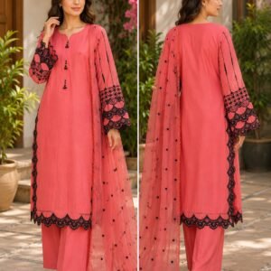 3 Piece - Embroidered Cotton Suit - 02