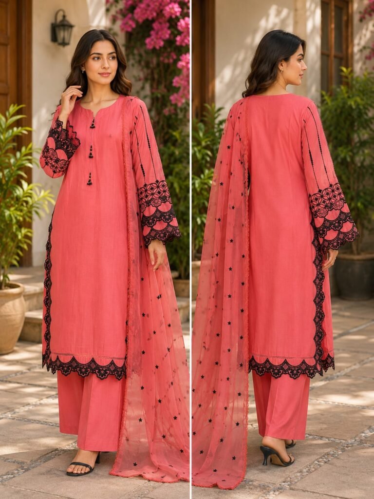 3 Piece – Embroidered Cotton Suit – 02