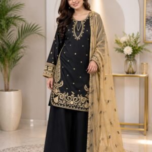 3 Piece - Embroidered Cotton Suit - 04