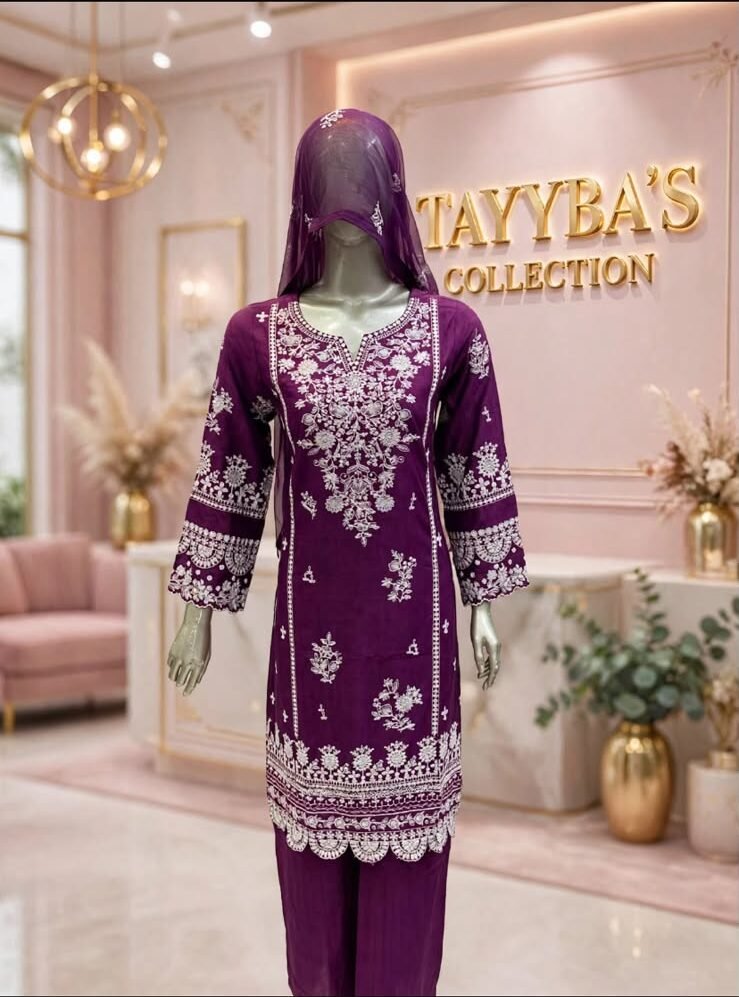 3 Piece - Embroidered Cotton Suit - 07