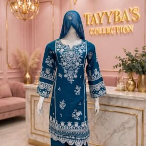 3 Piece - Embroidered Cotton Suit - 08