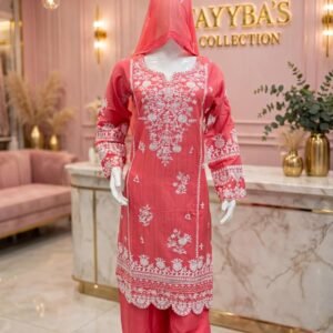 3 Piece - Embroidered Cotton Suit - 09