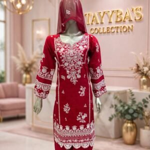 3 Piece - Embroidered Cotton Suit - 06